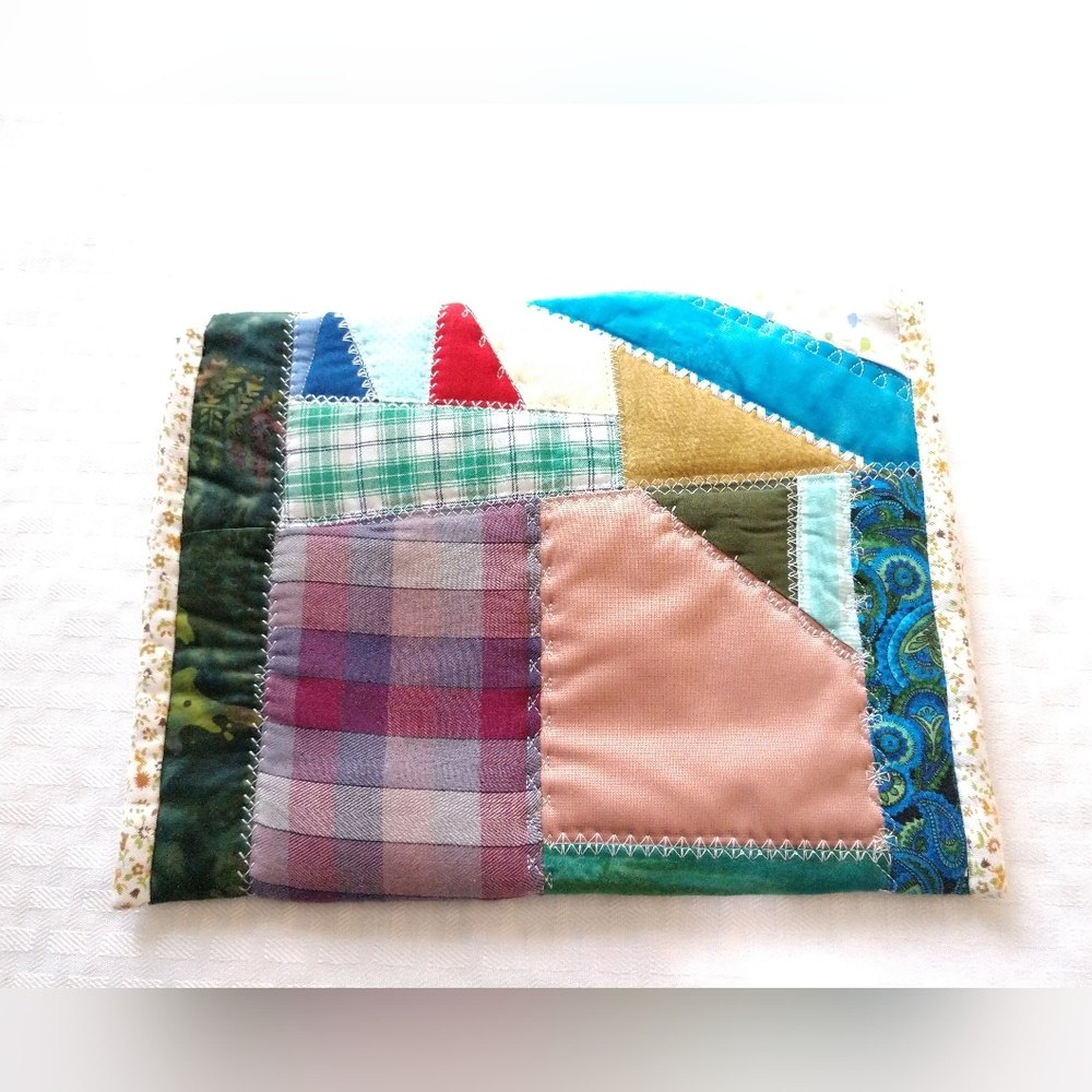Adorable Vintage Patchwork Clutch Bag Pouch Homemade Handmade Colorful - Picture 13 of 14